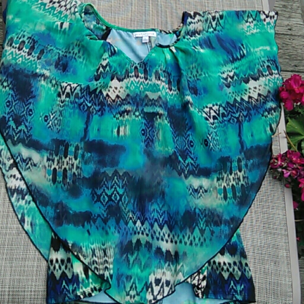 Multicolored flowing blouse